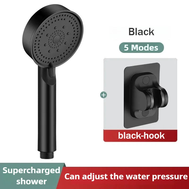 5 Modes Pressure Boost Shower Head Multifunction Adjustable Large Water Shower Nozzle Massage Bathroom Accessory