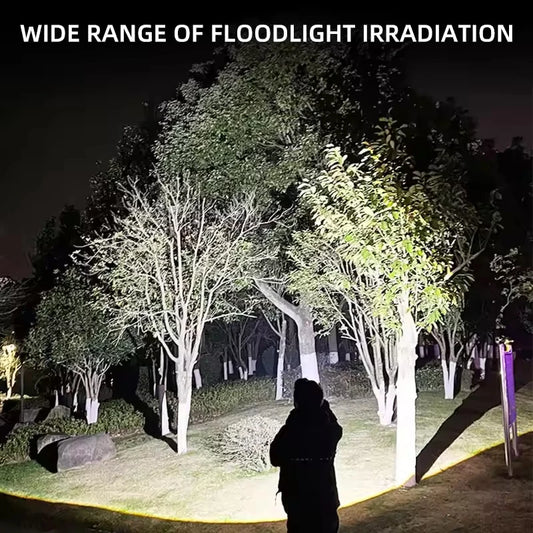 LED Camping Torch Flashlight High Power Rechargeable USB Spotlight Zoom Lantern Built-in Battery For Fishing Outdoor Waterproof