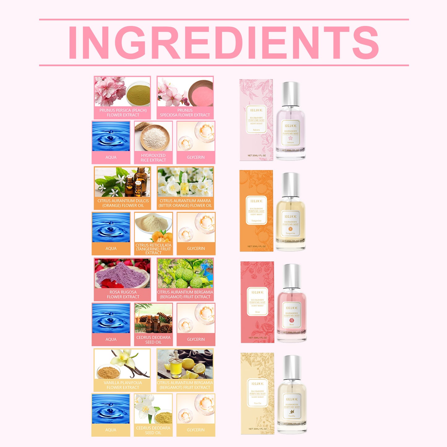 EELHOE Tangerine Body Hair Perfume Spray Body Skin Hair Long-Lasting Fragrance Spray