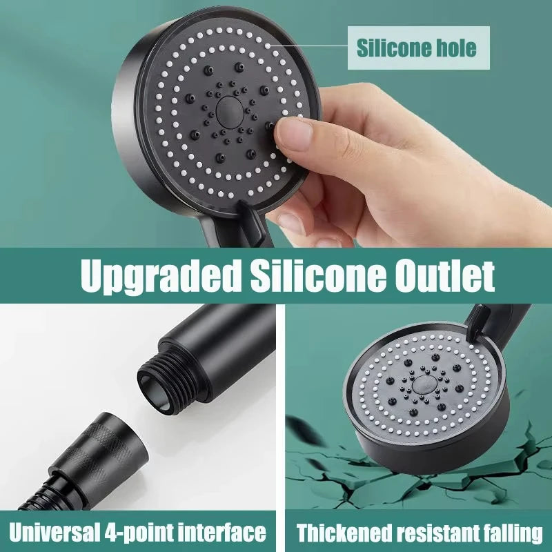 Booster Shower Head Adjustable High Pressure Water Massage Shower Head Home Handheld Sprayer Bathroom Supplies 5 Modes