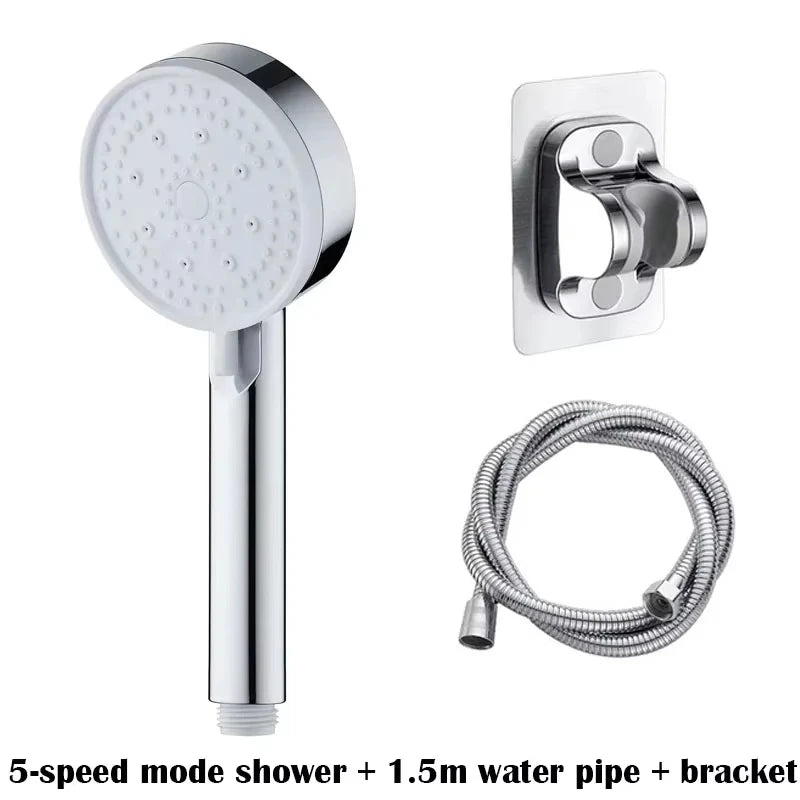 Booster Shower Head Adjustable High Pressure Water Massage Shower Head Home Handheld Sprayer Bathroom Supplies 5 Modes