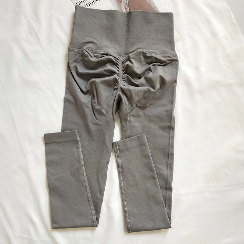 Women Seamless Slim Tights High Waist Solid Leggings Fitness Yoga Elastic Leggings Push Up Butt Knit Fashion Gym Workout Pants