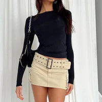 Basic Solid Crop Top Short Sleeve Crewneck Skinny T-shirt Summer Casual Tee for Women Y2K Vintage Top Harajuku Streetwear