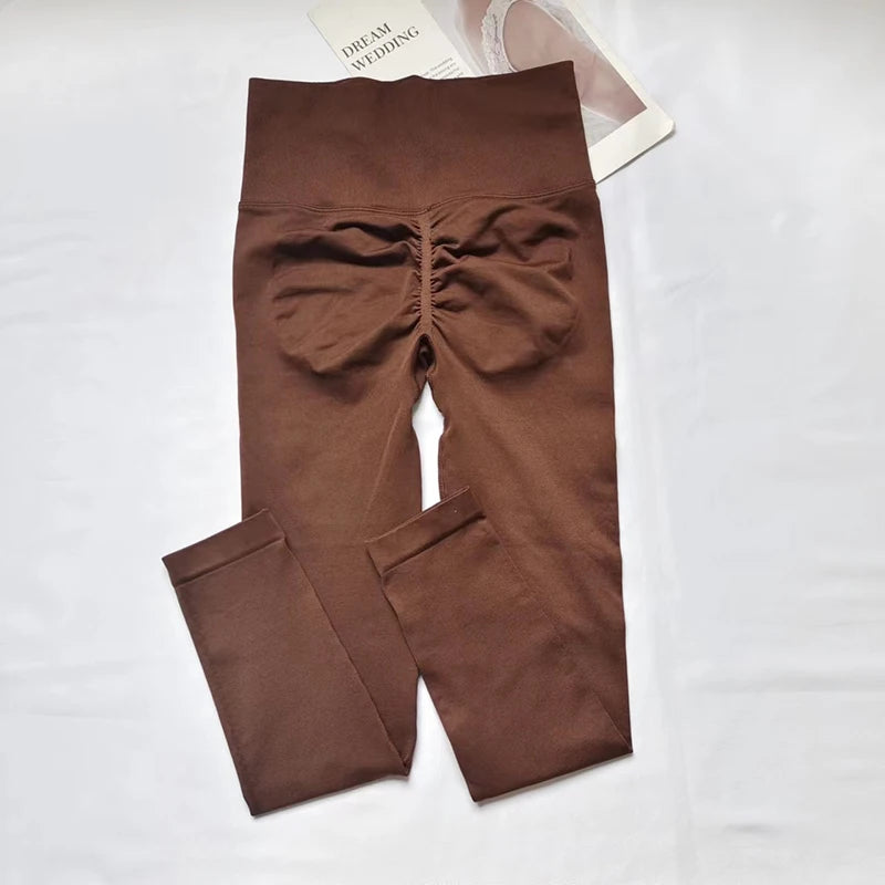 Women Seamless Slim Tights High Waist Solid Leggings Fitness Yoga Elastic Leggings Push Up Butt Knit Fashion Gym Workout Pants