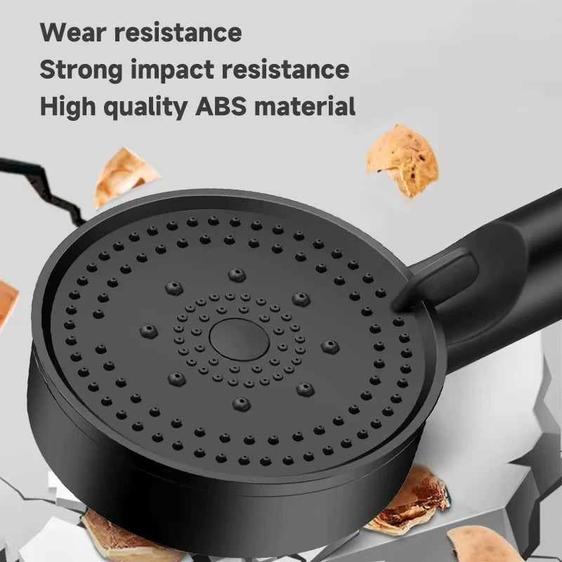 Black Booster Shower Head Adjustable High Pressure Water Massage Shower Head Home Handheld Sprayer Bathroom Supplies 5 Modes