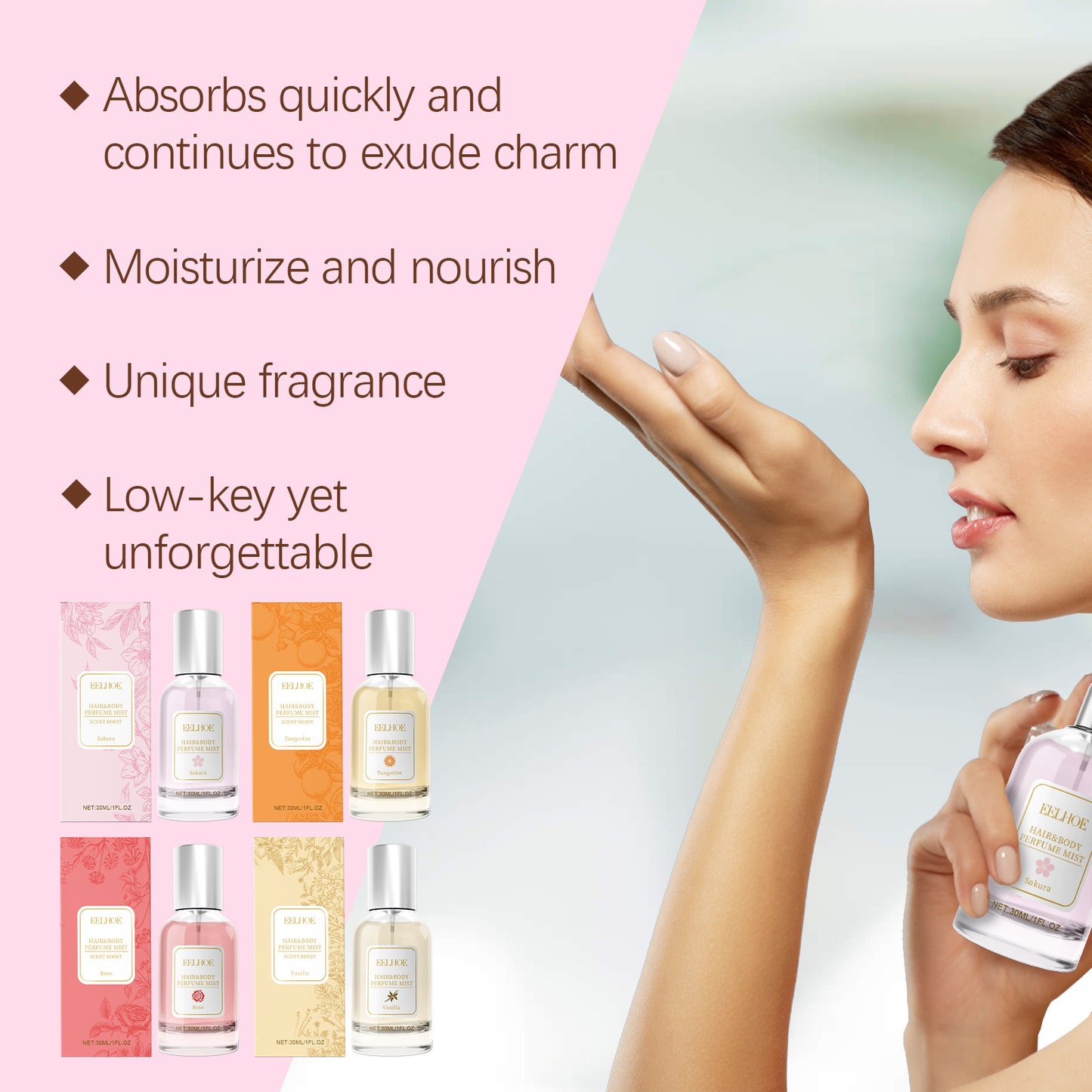 EELHOE Tangerine Body Hair Perfume Spray Body Skin Hair Long-Lasting Fragrance Spray
