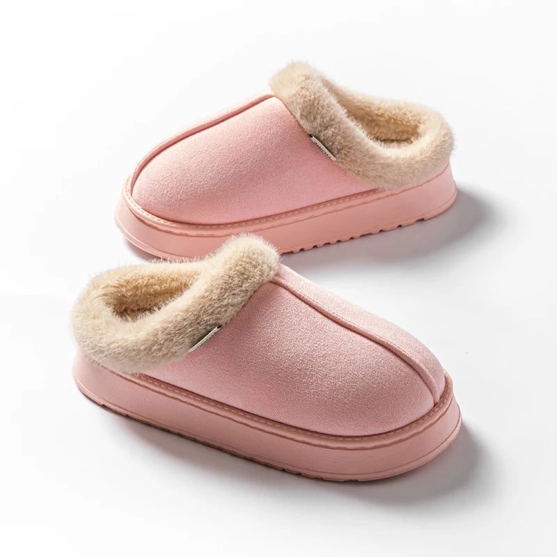 New Fashion Fluffy Platform Slippers for Women 2025 Winter Plush Warm Cotton Shoes Woman Comfort Non Slip Unisex Home Slippers