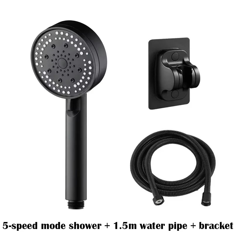 Booster Shower Head Adjustable High Pressure Water Massage Shower Head Home Handheld Sprayer Bathroom Supplies 5 Modes