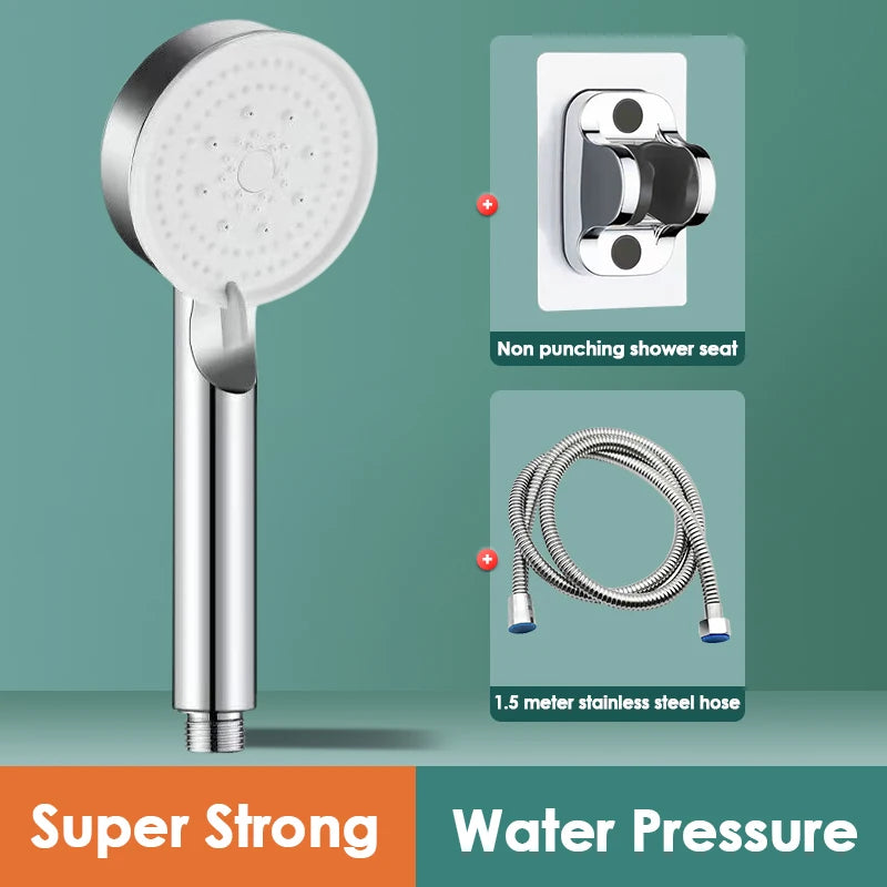 Booster Shower Head Adjustable High Pressure Water Massage Shower Head Home Handheld Sprayer Bathroom Supplies 5 Modes