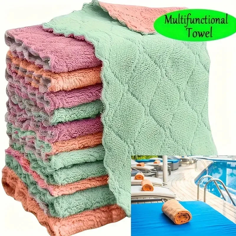 5/10/20pcs Kitchen Towel, Ultra-fine Fiber Light Gray Cleaning Cloth Set
