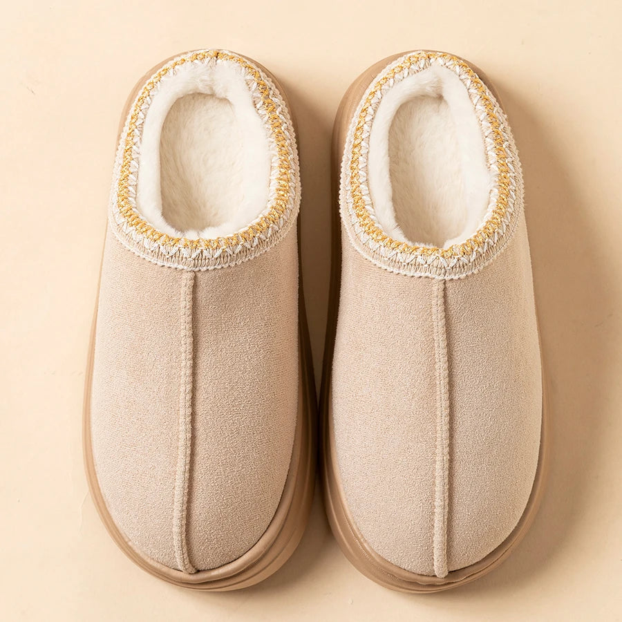 Fashion Women Fluffy Slippers for Autumn and Winter Indoor EVA Thick Sole Anti-Slip and Warm Unisex Slippers for Winter