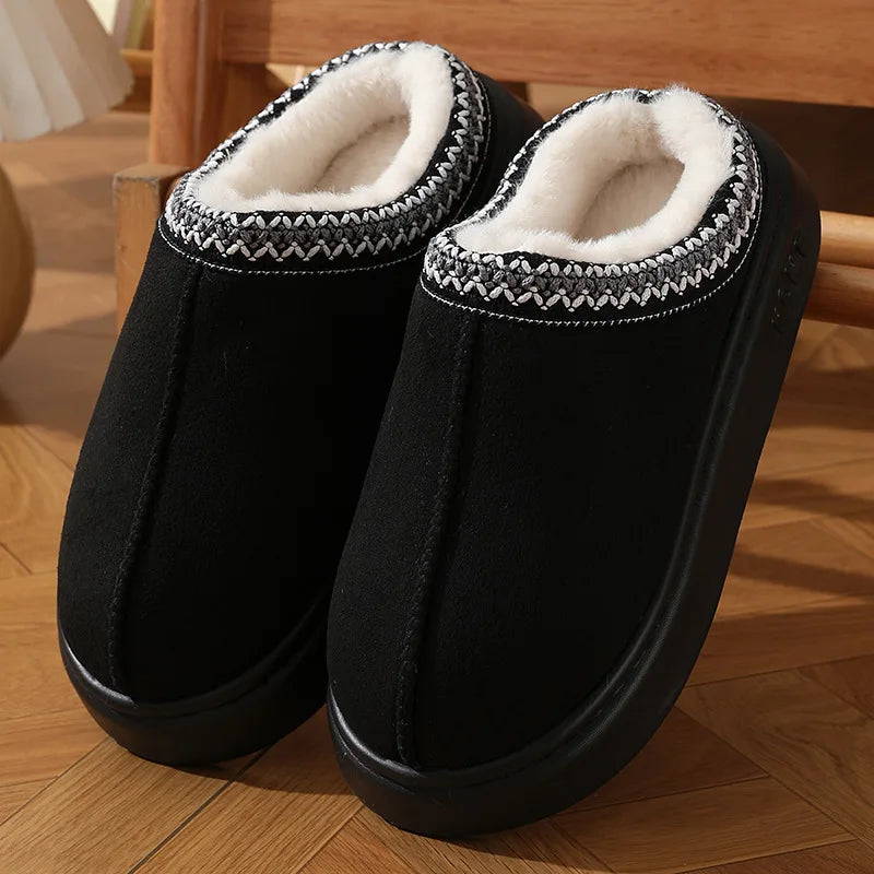 New Fashion Fluffy Platform Slippers for Women 2025 Winter Plush Warm Cotton Shoes Woman Comfort Non Slip Unisex Home Slippers